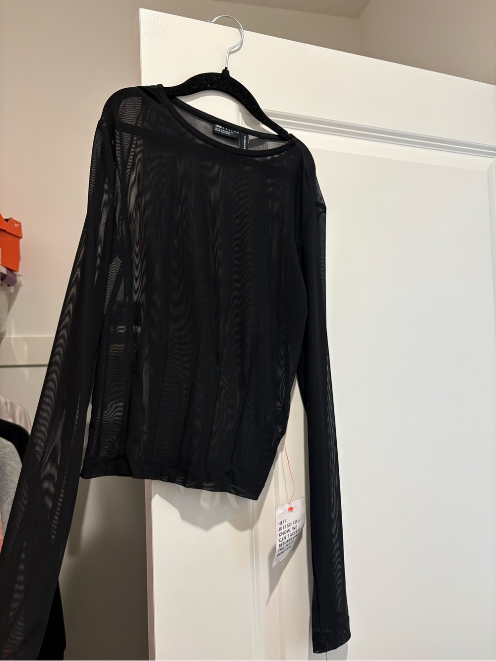 ASOS Black Sheer Long-Sleeve Mesh Top